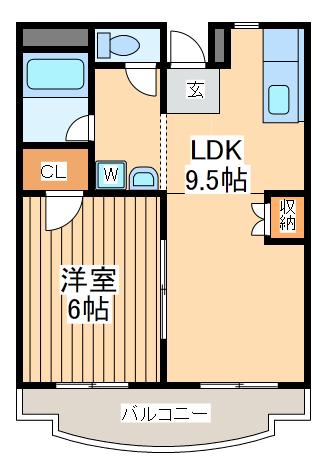 グリーンプラザ御園2号棟(1LDK/1階)の間取り写真