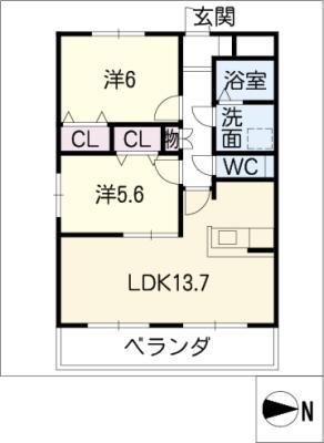 ルネスパレンティーア(2LDK/2階)の間取り写真