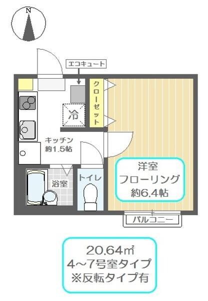 オーネスト西新井(1K/1階)の間取り写真