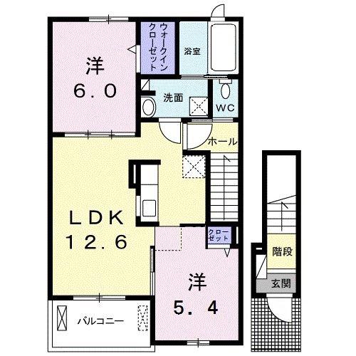 オイコスオニロ田井(2LDK/2階)の間取り写真