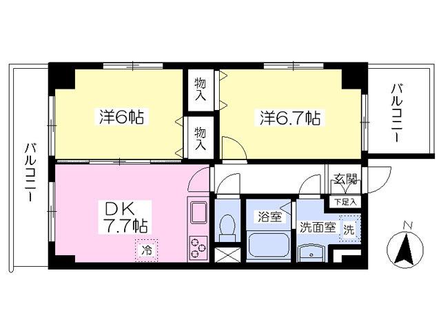 グランドパレス桜(2DK/4階)の間取り写真