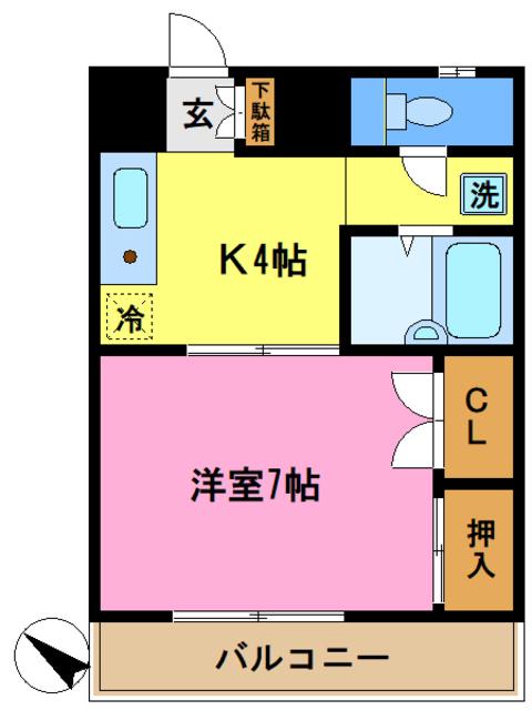 ガーデンリリオ(1K/1階)の間取り写真
