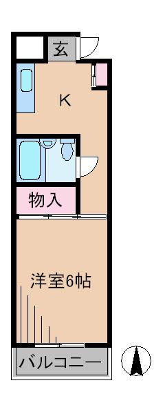 日吉グリーンヒルハイム(1K/4階)の間取り写真