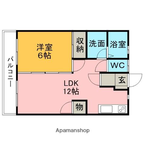 ハピネス三河B(1LDK/1階)の間取り写真