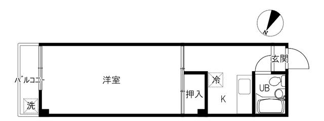 オレンジハイツII(1K/2階)の間取り写真
