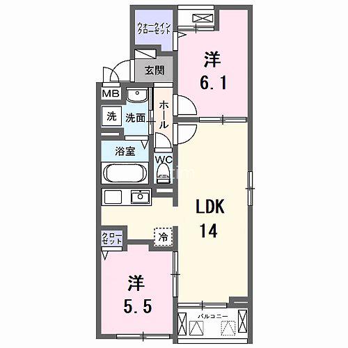 エスポワールV(2LDK/2階)の間取り写真