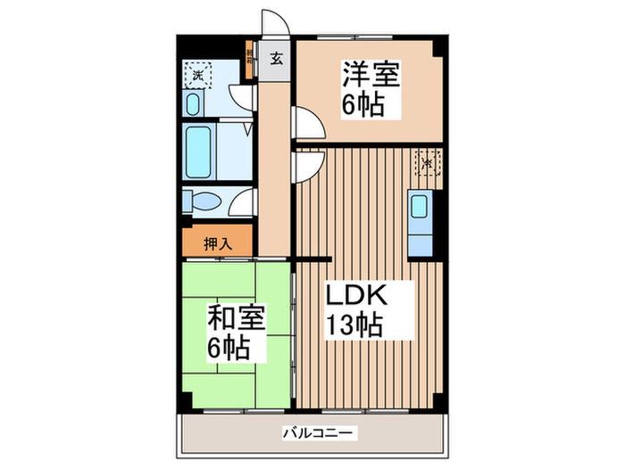 宮の下マンション(2LDK/4階)の間取り写真