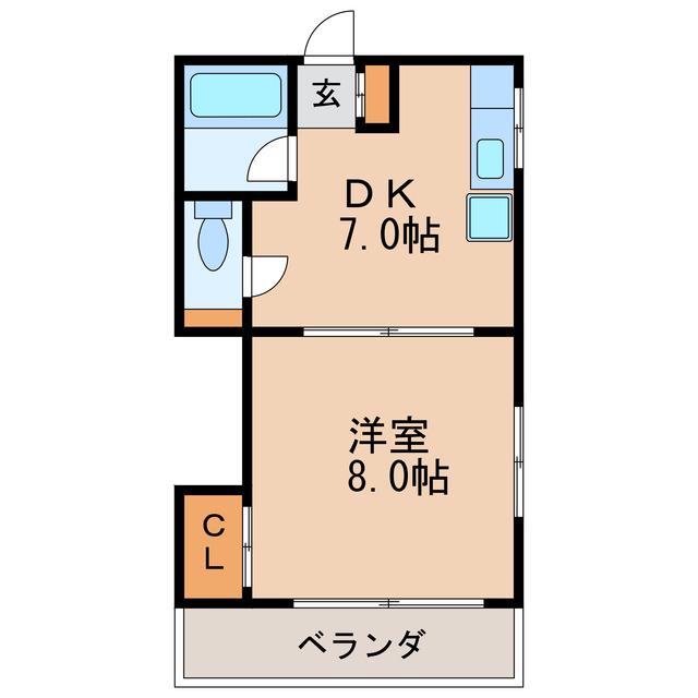 カノウハイム(1DK/4階)の間取り写真