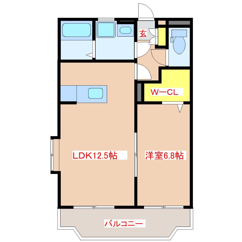 ロイヤルレジデンス(1LDK/2階)の間取り写真