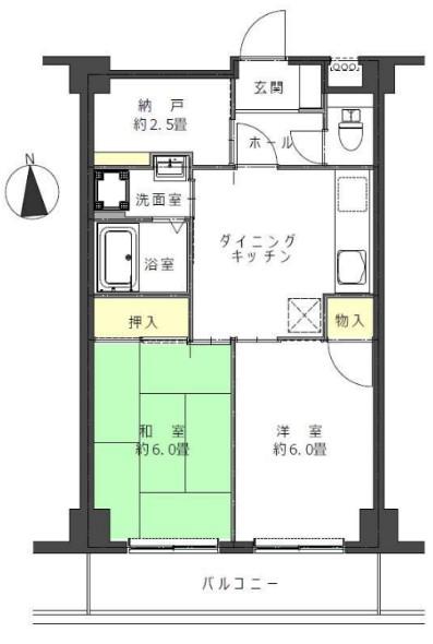 アティアス三郷(2SDK/4階)の間取り写真