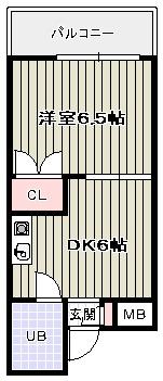 エスポワール深江橋(1DK/2階)の間取り写真