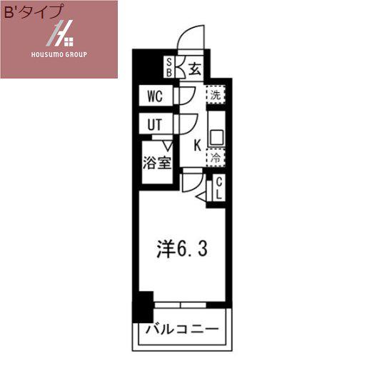 ファステート東大阪アダマス(1K/8階)の間取り写真