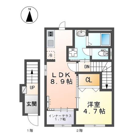 スターテラスII南田町(1LDK/2階)の間取り写真