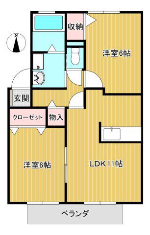 FONTE宮前平(2LDK/1階)の間取り写真