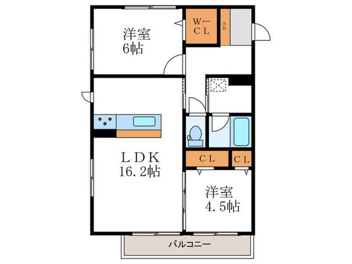 セジュールオッツGT長岡京(2LDK/3階)の間取り写真