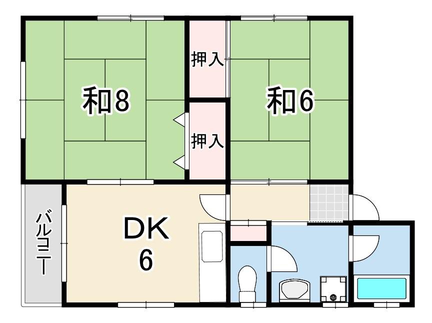 ハイムオークラ(2DK/1階)の間取り写真