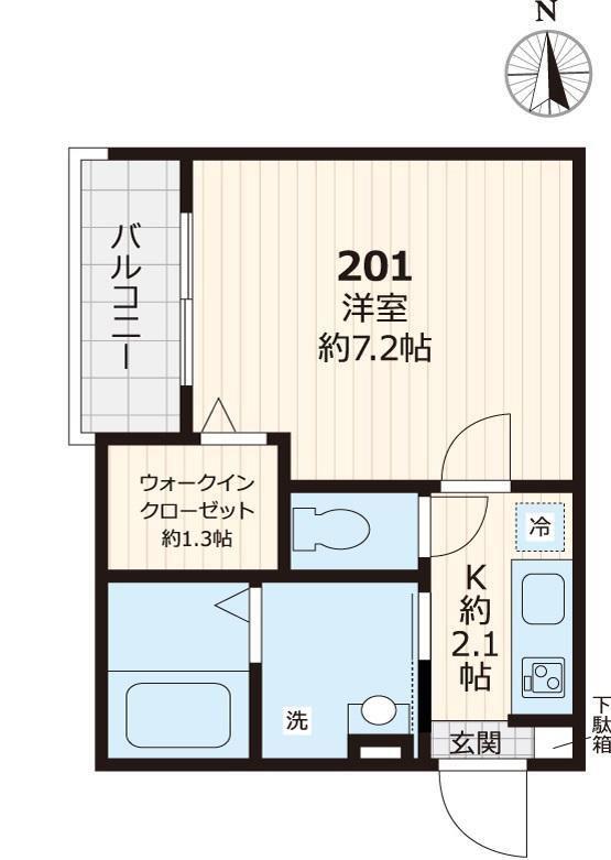 ソラーナ大山(1SK/2階)の間取り写真