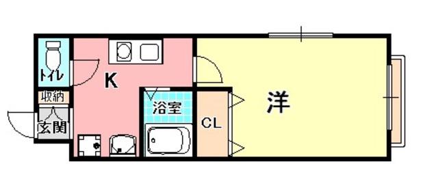 ヒルズコート北野坂(1K/5階)の間取り写真
