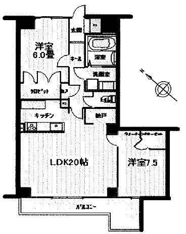 ドラゴンズマンション山手(2LDK/3階)の間取り写真