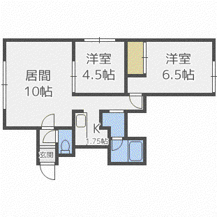 ルミエール篠路(2LDK/2階)の間取り写真