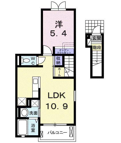 ソレイユ・ルヴァン(1LDK/2階)の間取り写真
