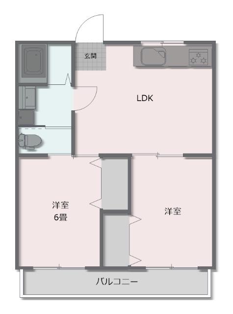 コーポラスY(2LDK/2階)の間取り写真
