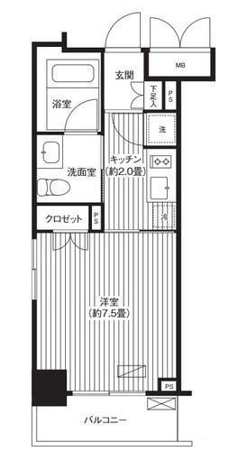 グランハイツ錦糸町(1K/4階)の間取り写真