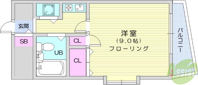エスパシオ支倉(1K/2階)の間取り写真