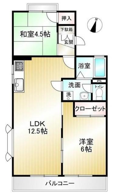 フォーレストヒルズI(2LDK/2階)の間取り写真