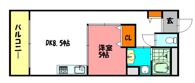 エランドール(1DK/2階)の間取り写真