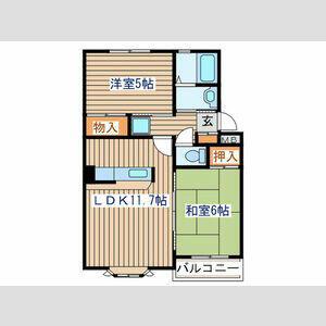 BAY LEAF HILLS(2LDK/2階)の間取り写真