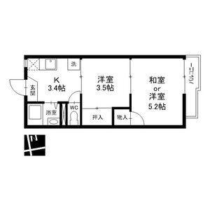 タウニー若竹(2K/2階)の間取り写真