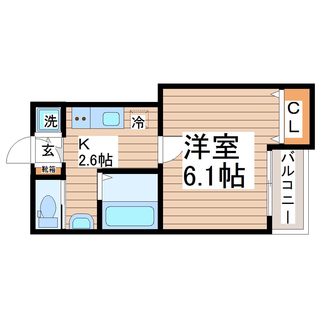 FOREAL宮城野原ステッラ(1K/2階)の間取り写真
