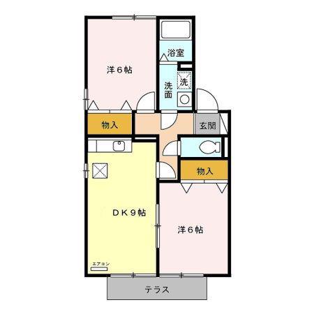 トマトハイツ 一/二/三番館(2DK/1階)の間取り写真