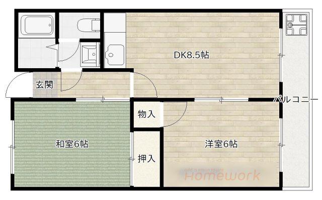 ツーディハウス(2LDK/2階)の間取り写真