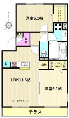 ディモーラ(2LDK/1階)の間取り写真