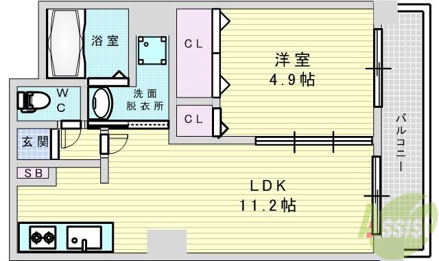 ノルデンタワー新大阪プレミアム(1LDK/4階)の間取り写真