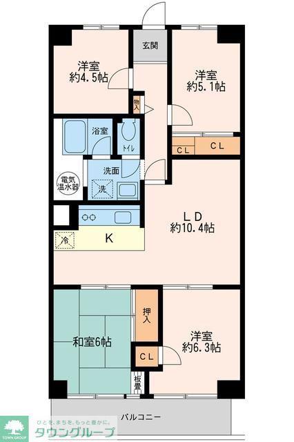 津田沼スカイハイツ(4LDK/8階)の間取り写真