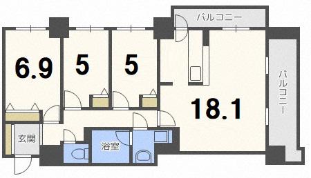 レジディア円山北5条(3LDK/13階)の間取り写真