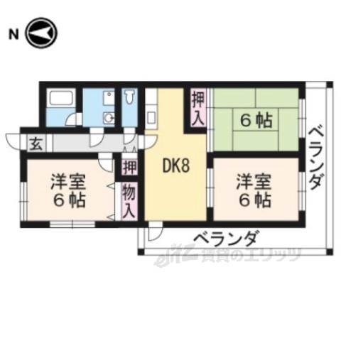 シャトルハルタ(3DK/4階)の間取り写真
