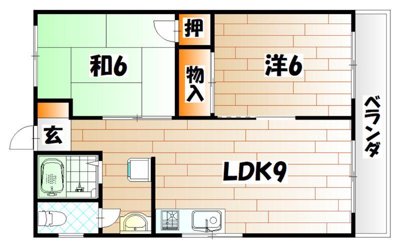原田ビル(2LDK/7階)の間取り写真