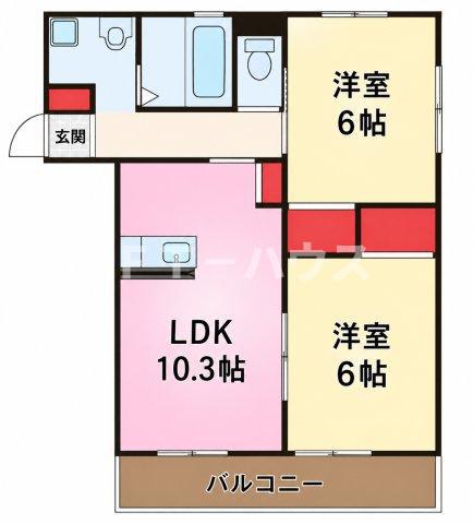 PRIMAL MERCURY(2LDK/1階)の間取り写真