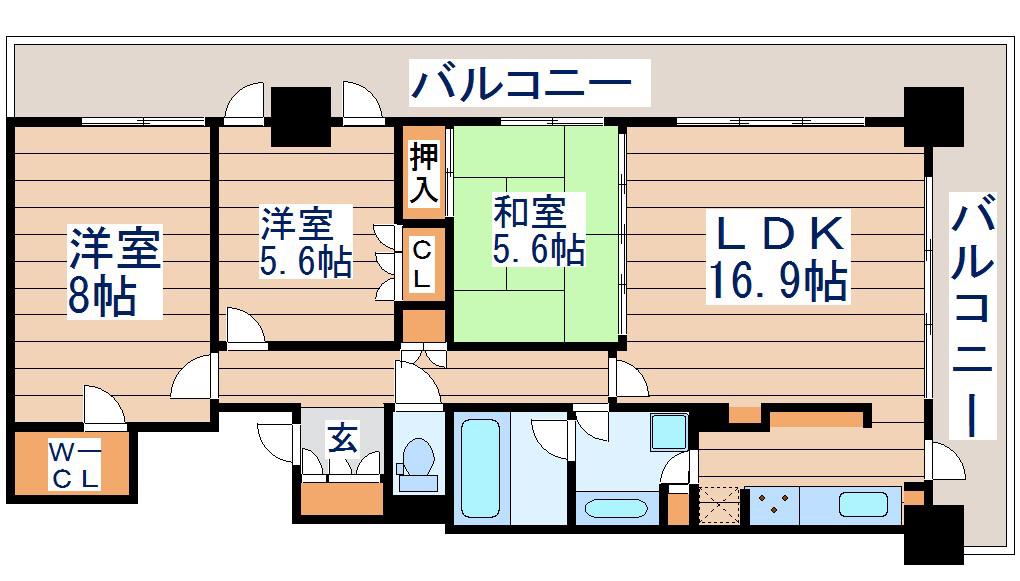 レジディアタワー仙台(3LDK/11階)の間取り写真