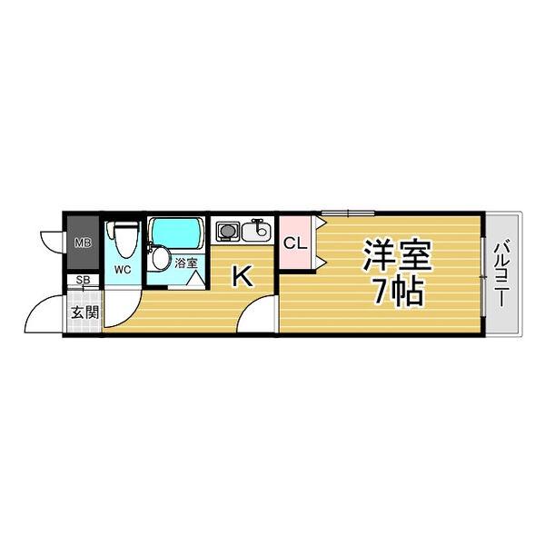 19サンライズ上小阪(ワンルーム/2階)の間取り写真