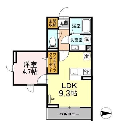 ルミエール本厚木(1LDK/1階)の間取り写真