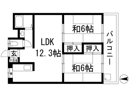 コーポ三矢(2LDK/2階)の間取り写真