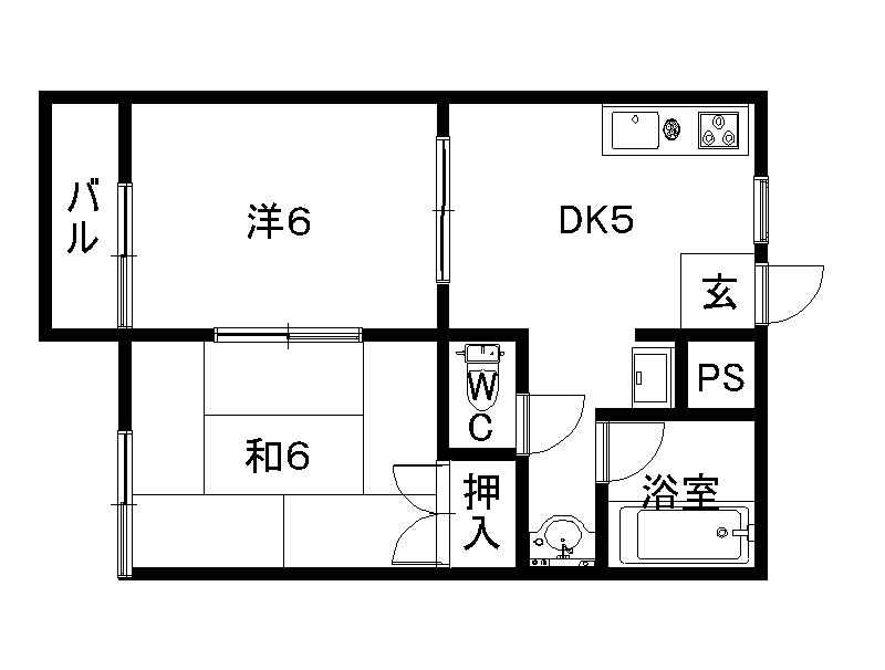 ラフォーレ田中(2DK/2階)の間取り写真