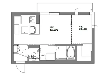ソレイユ松原(1LDK/3階)の間取り写真