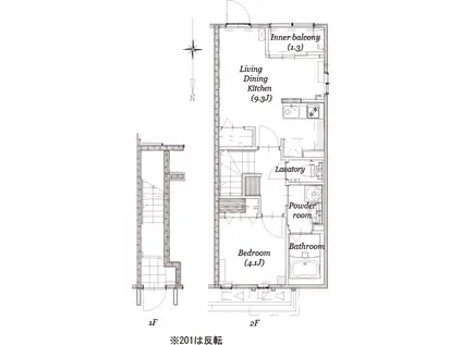 OAKWOOD(1LDK/2階)の間取り写真
