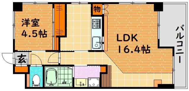 ノーブル原(1LDK/4階)の間取り写真